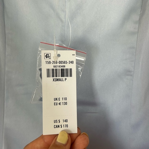 NWT Abercrombie & Fitch Blue V-Neck Bubble Hem Silk Drop Waist MIDI Dress XS - Picture 7 of 8